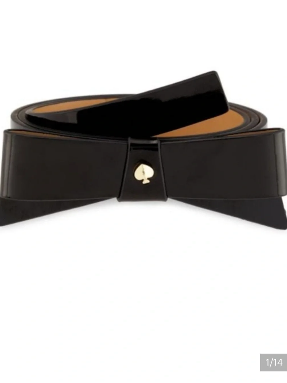 Kate Spade New York Black Bow Belt Gold Spade Size Large